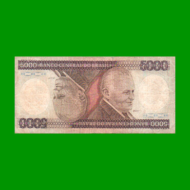 BILLETE DE BRASIL 5.000 CRUZEIROS, PICK 202c, AÑO 1984, ESTADO BUENO.-