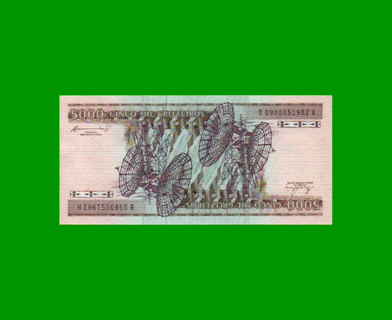 BILLETE DE BRASIL 5.000 CRUZEIROS, PICK 202c, AÑO 1984, ESTADO EXCELENTE.- - Imagen 2