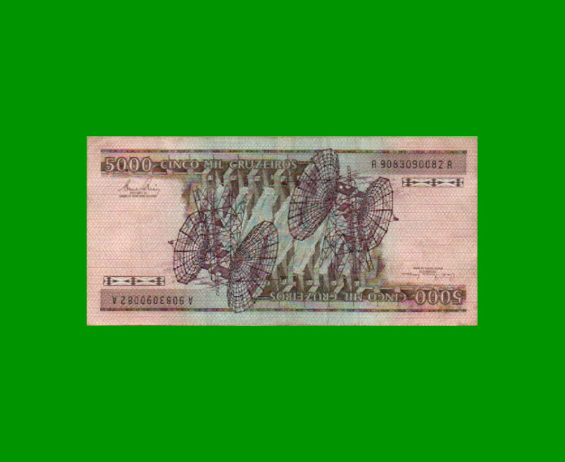 BILLETE DE BRASIL 5.000 CRUZEIROS, PICK 202a, AÑO 1981, ESTADO MUY BUENO.- - Imagen 2