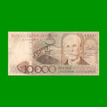 BILLETE DE BRASIL 10.000 CRUZEIROS, PICK 203a, AÑO 1984, ESTADO BUENO.-