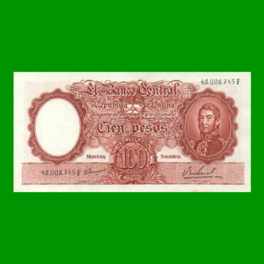 MONEDA NACIONAL $100,00, BOT 2082, AÑO 1968, ESTADO SIN CIRCULAR.-
