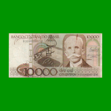 BILLETE DE BRASIL 10.000 CRUZEIROS, PICK 203a, AÑO 1984, ESTADO MUY BUENO.-