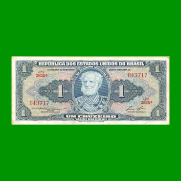 BILLETE DE BRASIL 1 CRUZEIRO, PICK 150d, AÑO 1958, ESTADO EXCELENTE- .-