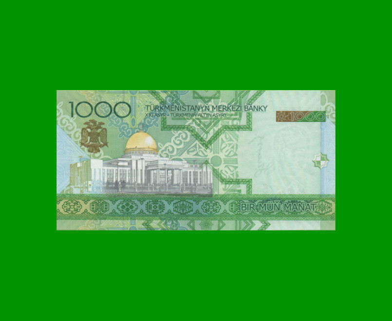 BILLETE DE TURKMENISTAN 1.000 MANAT, PICK 20, AÑO 2005, ESTADO SIN CIRCULAR.- - Imagen 2