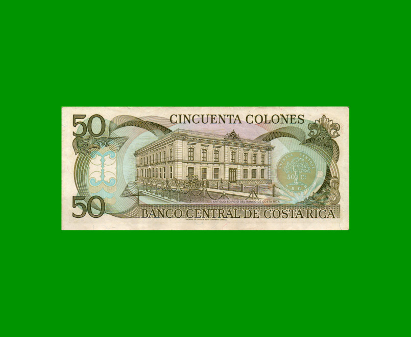 BILLETE DE COSTA RICA 50 COLONES, PICK 257, AÑO 1992, ESTADO MUY BUENO+ .- - Imagen 2