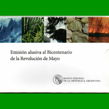 BLISTER SET (5) MONEDAS ARGENTINAS, $ 1,00, CONMEMORATIVA BICENTENARIO DE LA REVOLUCION DE MAYO, AÑO 2010, ESTADO NUEVO.-