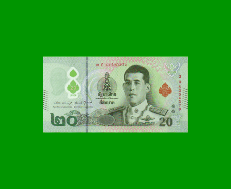 BILLETE DE THAILANDIA 20 BAHT, PICK 142, POLYMERO, AÑO 2022, ESTADO SIN CIRCULAR.-