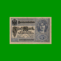 BILLETE DE ALEMANIA 5 MARCOS, PICK 56b, AÑO 1917, ESTADO EXCELENTE.-