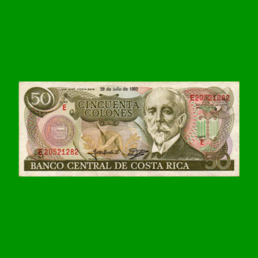 BILLETE DE COSTA RICA 50 COLONES, PICK 257, AÑO 1992, ESTADO MUY BUENO+ .-