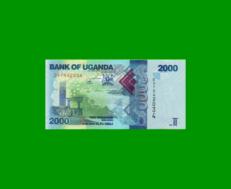 BILLETE DE UGANDA 2.000 SHILLINGS, PICK 50, AÑO 2021, ESTADO SIN CIRCULAR.-