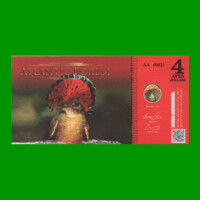BILLETE DE BOSQUE ATLANTICO 4 AVES DOLARES, FANTASIA, AÑO 2015, ESTADO SIN CIRCULAR.-