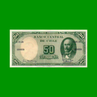 BILLETE DE CHILE $ 50,00 RESELLADO A 5 CENTESIMOS, PICK 126, ESTADO EXCELENTE+ .-