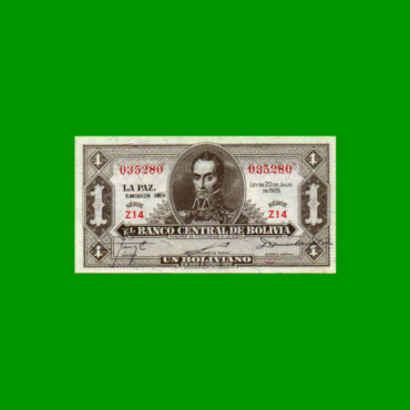 BILLETE DE BOLIVIA 1 BOLIVIANO, PICK 128c, AÑO 1928, ESTADO SIN CIRCULAR.-