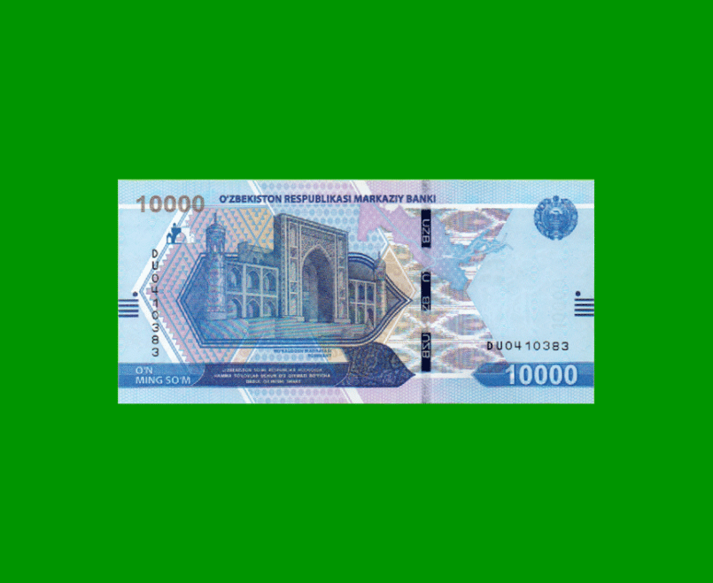 BILLETE DE UZBEKISTAN 10.000 SUM, PICK 89, AÑO 2021, ESTADO SIN CIRCULAR.-