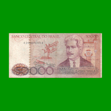 BILLETE DE BRASIL 50.000 CRUZEIROS, PICK 204c, AÑO 1985, ESTADO BUENO+ .-