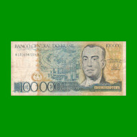 BILLETE DE BRASIL 100.000 CRUZEIROS, PICK 205, AÑO 1985, ESTADO BUENO.-