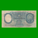 MONEDA NACIONAL $500,00, BOT 2095, NUMEROS ROJOS, AÑO 1952, ESTADO BUENO.-
