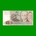 BILLETE DE BRASIL 10 CRUZADOS, PICK 209a, AÑO 1986, ESTADO MUY BUENO+ .-