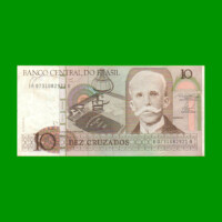 BILLETE DE BRASIL 10 CRUZADOS, PICK 209a, AÑO 1986, ESTADO MUY BUENO+ .-