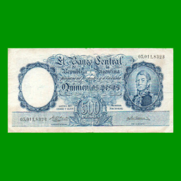 MONEDA NACIONAL $500,00, BOT 2101, AÑO 1956, ESTADO BUENO+ .-