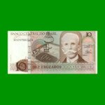 BILLETE DE BRASIL 10 CRUZADOS, PICK 209a, AÑO 1986, ESTADO EXCELENTE+ .-