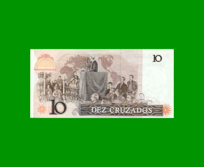 BILLETE DE BRASIL 10 CRUZADOS, PICK 209b, AÑO 1987, ESTADO SIN CIRCULAR.- - Imagen 2