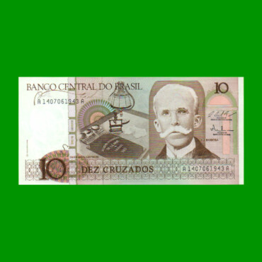 BILLETE DE BRASIL 10 CRUZADOS, PICK 209b, AÑO 1987, ESTADO SIN CIRCULAR.-