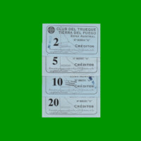 SET 4 BONOS CLUB DEL TRUEQUE, TIERRA DEL FUEGO ZONA AUSTRAL, 2; 5; 10 Y 20 CREDITOS, MG 3090 a 3093, ESTADO MB+ a S/ C.-