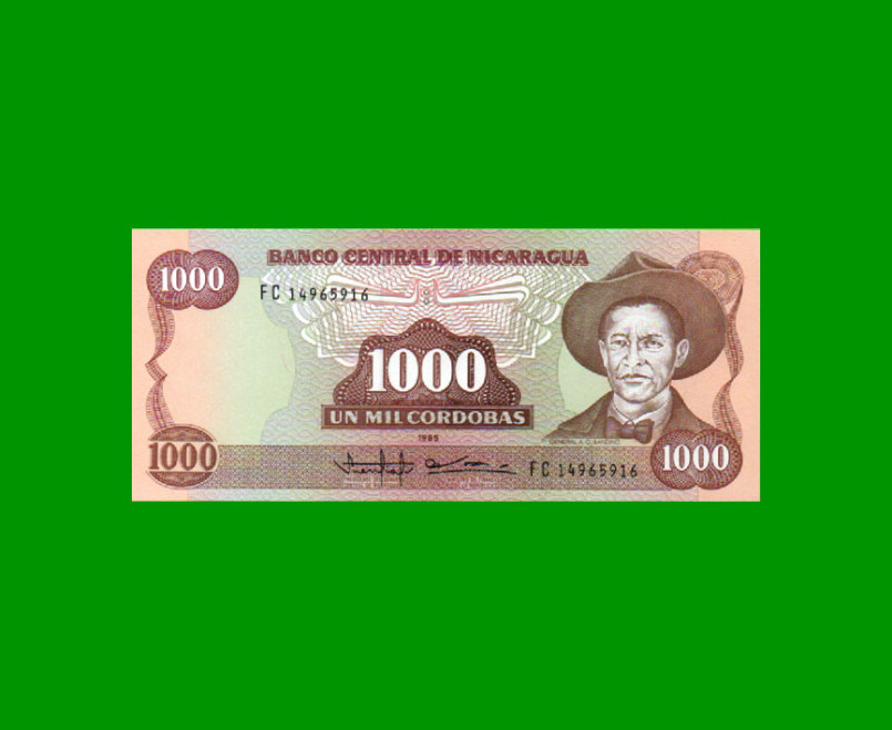 BILLETE DE NICARAGUA 1.000 CORDOBAS, PICK 156b, ESTADO SIN CIRCULAR.-