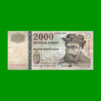 BILLETE DE HUNGRIA 2.000 FORINT, PICK 190c, AÑO 2004, ESTADO MUY BUENO- .-