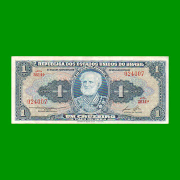 BILLETE DE BRASIL 1 CRUZEIRO, PICK 150d, AÑO 1958, ESTADO EXCELENTE.-