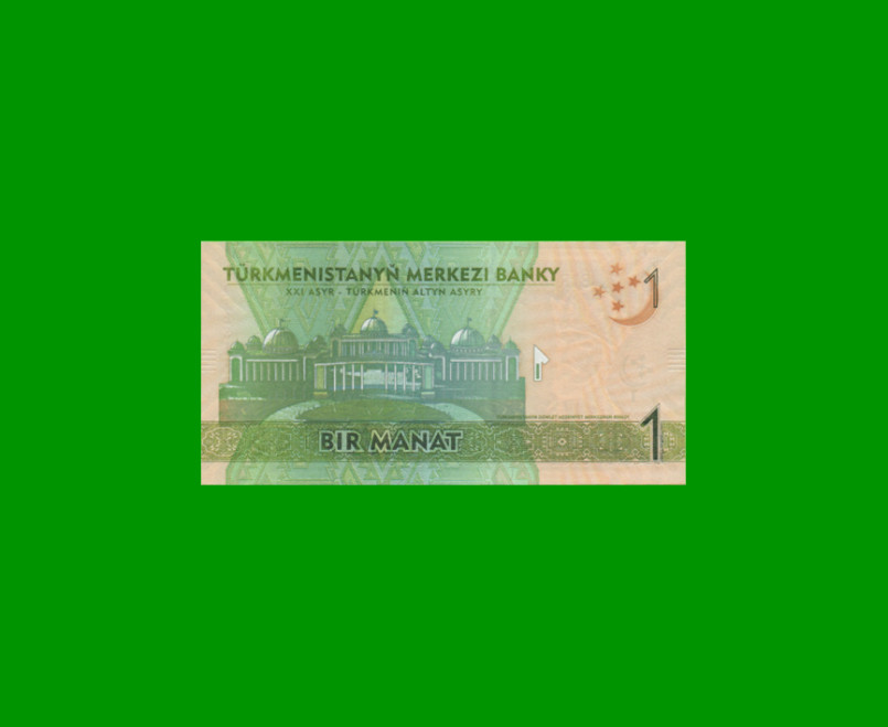 BILLETE DE TURKMENISTAN 1 MANAT, PICK 29b, AÑO 2014, ESTADO SIN CIRCULAR.- - Imagen 2