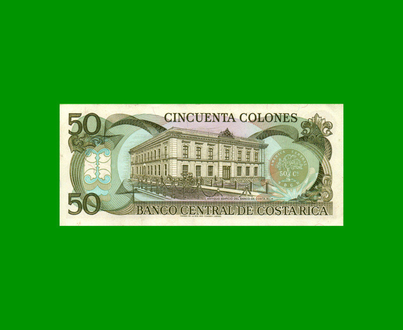 BILLETE DE COSTA RICA 50 COLONES, PICK 257, AÑO 1993, ESTADO EXCELENTE+ .- - Imagen 2