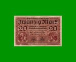 BILLETE DE ALEMANIA 20 MARCOS, PICK 57, AÑO 1918, ESTADO BUENO+ .-