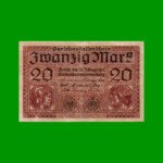 BILLETE DE ALEMANIA 20 MARCOS, PICK 57, AÑO 1918, ESTADO BUENO+ .-