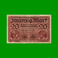 BILLETE DE ALEMANIA 20 MARCOS, PICK 57, AÑO 1918, ESTADO BUENO+ .-