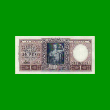 MONEDA NACIONAL $ 1,00, BOT 1909, AÑO 1952, ESTADO EXCELENTE+ .-