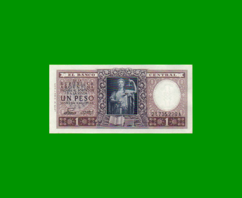 MONEDA NACIONAL $ 1,00, BOT 1909, AÑO 1952, ESTADO EXCELENTE+ .-