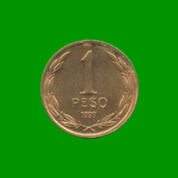 MONEDA DE CHILE 1 PESO,  AÑO 1990, ESTADO USADA.-