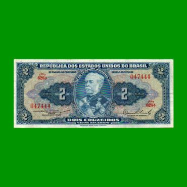 BILLETE DE BRASIL 2 CRUZEIROS, PICK 151a, AÑO 1954, ESTADO MUY BUENO.-