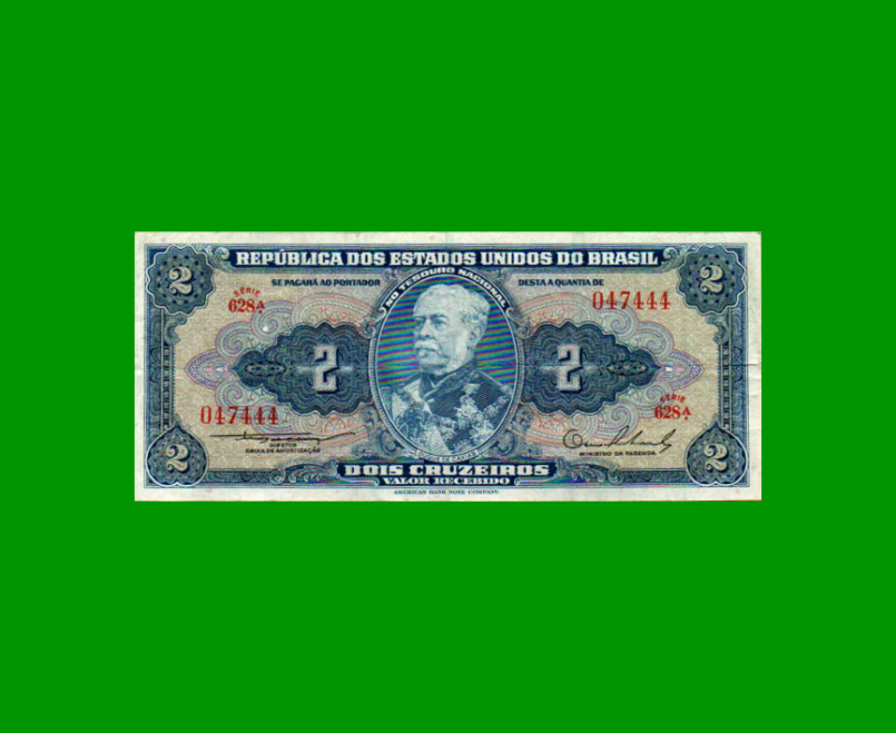 BILLETE DE BRASIL 2 CRUZEIROS, PICK 151a, AÑO 1954, ESTADO MUY BUENO.-