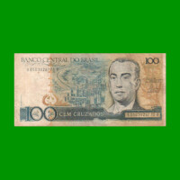 BILLETE DE BRASIL 100 CRUZADOS, PICK 211a, AÑO 1986, ESTADO BUENO.-