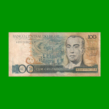 BILLETE DE BRASIL 100 CRUZADOS, PICK 211a, AÑO 1986, ESTADO BUENO.-