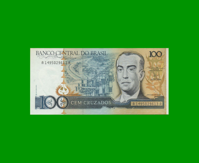 BILLETE DE BRASIL 100 CRUZADOS, PICK 211b, AÑO 1987, ESTADO SIN CIRCULAR.-