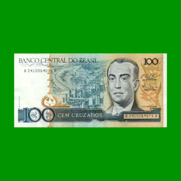 BILLETE DE BRASIL 100 CRUZADOS, PICK 211c, AÑO 1987, ESTADO EXCELENTE.-