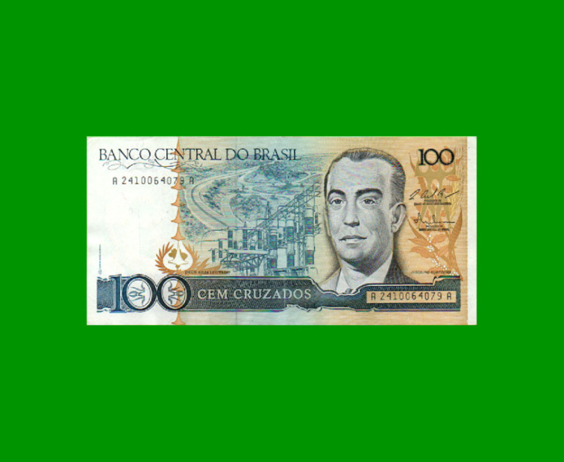 BILLETE DE BRASIL 100 CRUZADOS, PICK 211c, AÑO 1987, ESTADO EXCELENTE.-