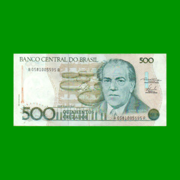 BILLETE DE BRASIL 500 CRUZADOS, PICK 212a, AÑO 1986, ESTADO EXCELENTE.-