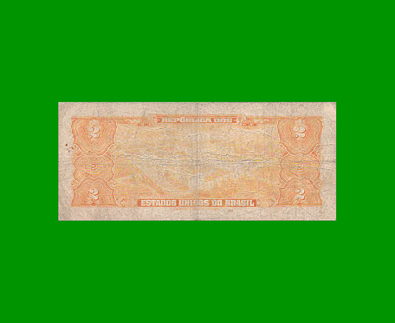 BILLETE DE BRASIL 2 CRUZEIROS, PICK 151b, AÑO 1958, ESTADO BUENO.- - Imagen 2