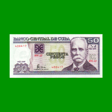 BILLETE DE CUBA $50,00 PICK 123e, AÑO 2008, ESTADO SIN CIRCULAR.-