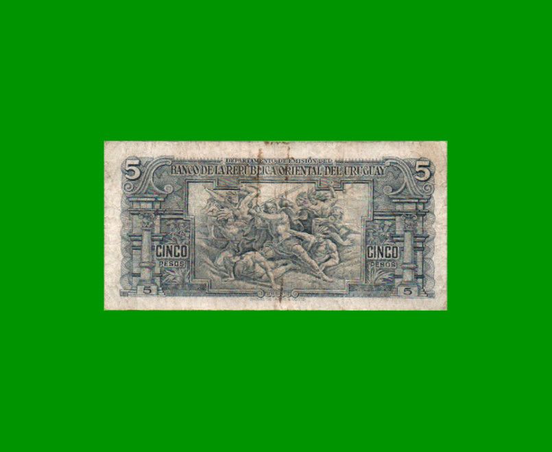 BILLETE DE URUGUAY $5,00, PICK 36b, SERIE C, ESTADO BUENO.- - Imagen 2